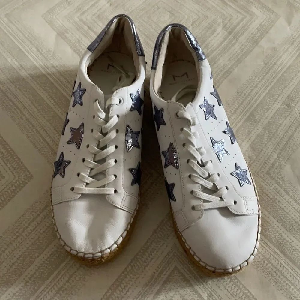 Marc Fisher Marcia Womens Leather Low Top Lace Up Espadrille Star Sneakers 9.5